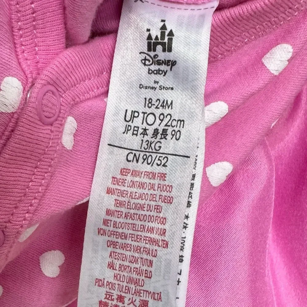 Disney Baby Short Sleeve Pink Heart Print Tulle Skirt Onesie. 18-24 Months.